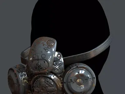 Gas mask helmet 3d model scifi Low-poly 3D model Low-poly  Low-poly 3D model