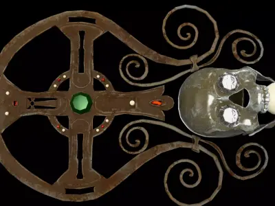 Ornate Decorative Cross with Gemstones Low-poly 3D model