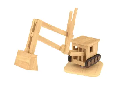 Wooden toy excavator 02 3D model