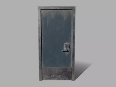 Animated Industrial Door With Keypad Low-poly 3D model