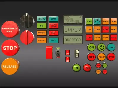Industrial Control Panel Kitbash Low-poly 3D model