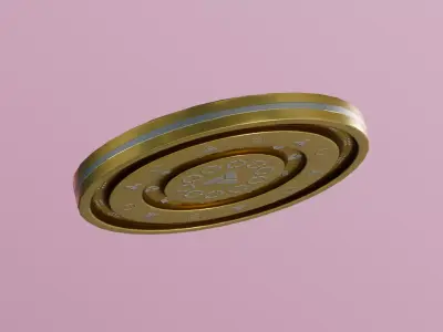 Gold Rune Coin PBR Low-poly 3D model
