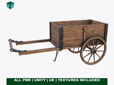 Wooden Vendor Cart01 All PBR Unity UE Textures Included Low-poly 3D model