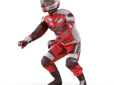 Motorcycle Rider 2 Rigged for Cinema 4D 3D model