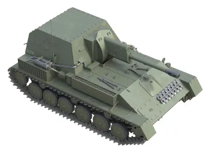 SU 76 Military Tank   Low-poly 3D model