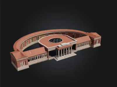 U-Shaped Brick Structure  Versatile Historical Architecture 3D model