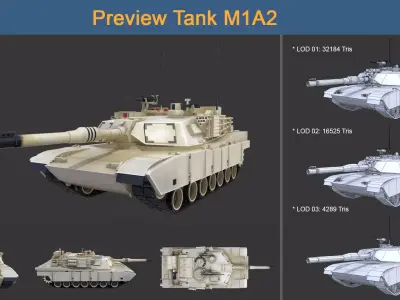 Asset - Army - Tank - M1A2 Low-poly 3D model