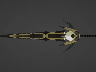 fantasy heavy golden sword Free low-poly 3D model