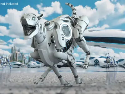 Running Futuristic Robotic Dog White 3D model