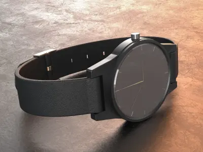 wristwatch watch with gold buckle Low-poly 3D model