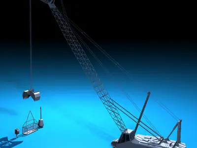 Crane with dipper bucket 3D model
