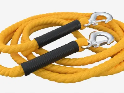 Towing Rope With Metal Hooks 3D model