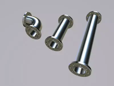Flanged pipes and flanged elbow for kitbashing Free low-poly 3D model