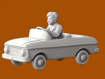 Boy in Toy Car STL  Scale  Kids Vehicle Figurine Diorama   3D print model