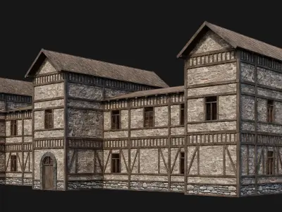 237-238-239-240 Old Medieval Houses Pack 4K Textures Low-poly 3D model