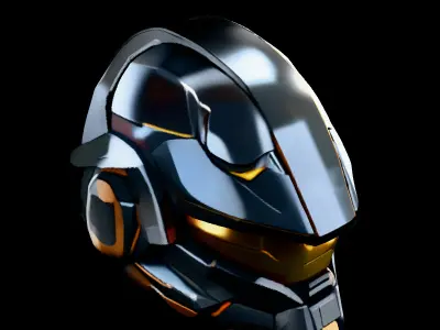 SciFi Helmet Futuristic Combat Gear Low-poly 3D model