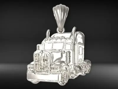 Semi Trailer Truck Pendant Necklace Jewerlry 3D print model get