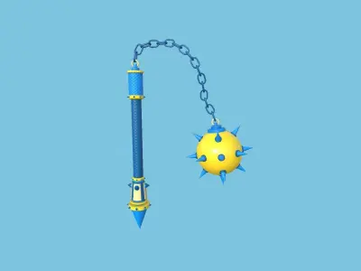 Medieval Flail 11 Cartoon - Character Fantasy Weaponry Low-poly 3D model