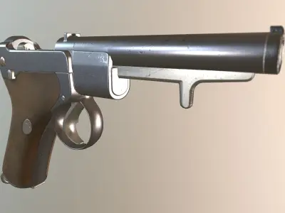Old pistol gun PBR low poly Low-poly 3D model