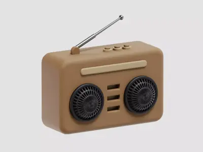 Retro Radio cartoon Low-poly 3D model