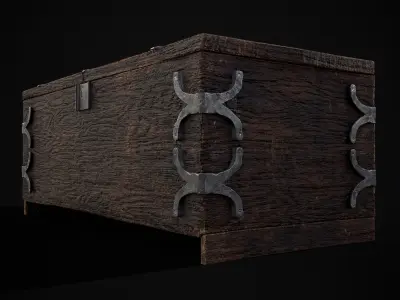 Old Wooden Strong Box Low-poly 3D model