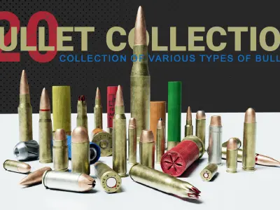 Bullet Collection group of bullets Low-poly 3D model