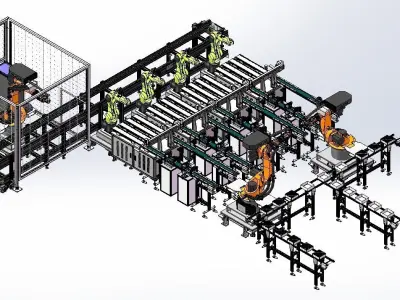Battery cell double-speed chain processing line 3D model