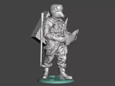 Modern marauder soldier pig  with chicken Free 3D print model