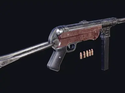 mp40 machine gun Low-poly 3D model