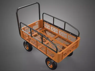 CARGO CART WAGON WAREHOUSE GARDEN CRATE RACK TROLLEY WHEELBARROW 3D model