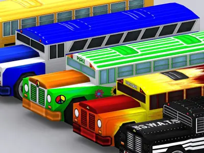 3DRT - Road Rush Busses Low-poly 3D model