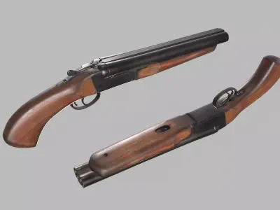 Sawed-Off Shotgun Low-poly 3D model purchase