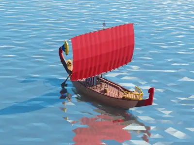 Egypt Boat Big Low Poly Low-poly 3D model