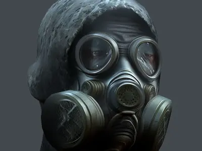 Gas mask helmet 3d model military combat Low-poly 3D mode Low-poly 3D model