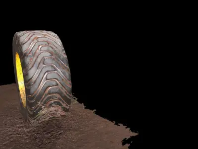  muddy tire Low-poly 3D model