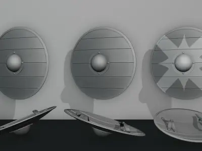 Medieval shield pack 3 in 1 Low-poly 3D model