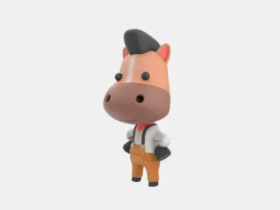 Cute Horse 3D Illustration 3D model get