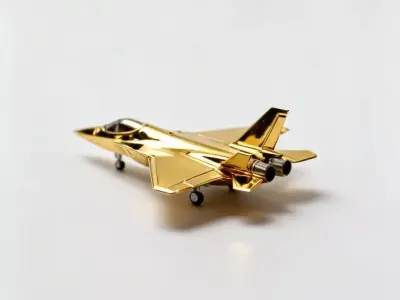 Golden Stealth Fighter Jet 3D Model - Luxury Combat Aircraft Low-poly 3D model