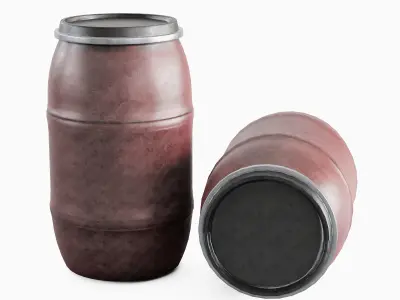 Dirty Plastic Barrel 02 Low-poly 3D model