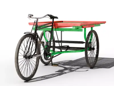 Old style van cart Low-poly 3D model