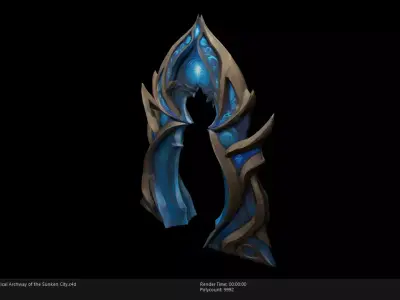 Low Poly Stylized Mystical Archway of the Sunken City Low-poly 3D model