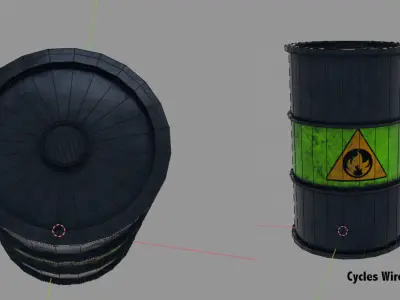 Oil Barrel Low-poly 3D model 6