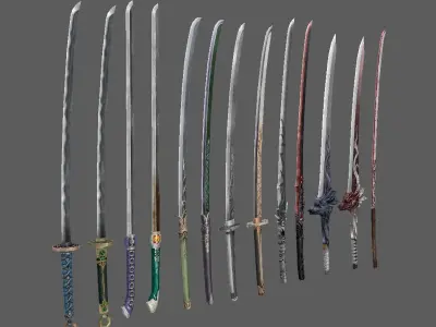 weapon Katana Low-poly 3D model