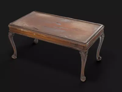 Antique Wooden Coffee Table 3D model