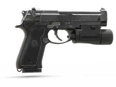 Realistic 9mm Baretta 3D Model with Rigging Magazine and Bullets Low-poly 3D model