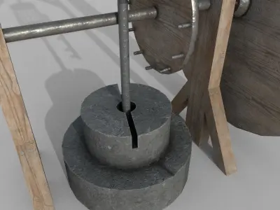 Medieval Wooden Grinding Water Mill Pbr  Low-poly 3D model