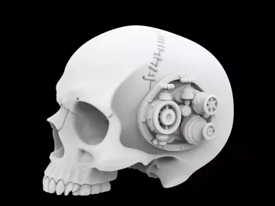 Half Steampunk Skull 3D Print Model 3D print model