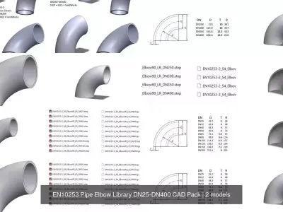 EN10253 Pipe Elbow Library DN25-DN400 CAD Pack