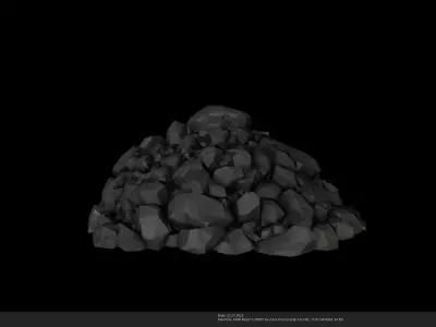 Stylized Coal Pile 3D Model - AI Low-poly 3D model