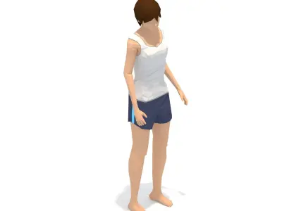 Garland Pose Yoga Exercise Woman Animation Low-poly 3D model